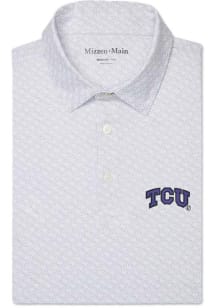 Mizzen+Main TCU Horned Frogs Mens Silver Versa Trim Printed Polo Short Sleeve Fashion Polo