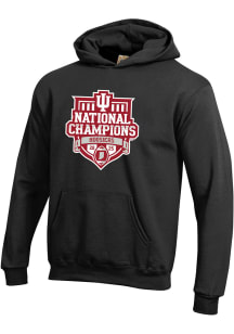 Little King Indiana Hoosiers Youth Black 2025 CFP Champions Long Sleeve Hoodie
