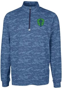 Cutter and Buck Seattle Sounders FC Mens Navy Blue Traverse Camo Long Sleeve Qtr Zip Pullover