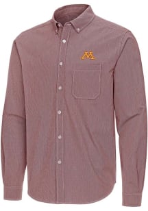 Antigua Minnesota Golden Gophers Mens Maroon Porter Long Sleeve Dress Shirt