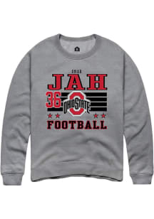 Omar Jah Ohio State Buckeyes Mens Grey Football NIL Striped Player Crew