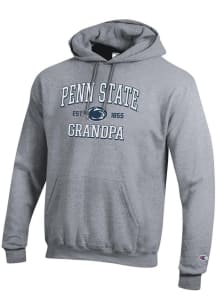 Champion Penn State Nittany Lions Mens Grey Est. Date Grandpa Powerblend Long Sleeve Hoodie