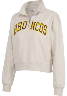 Western Michigan Broncos Womens White Cropped Sport Fleece Qtr Zip