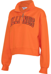 Illinois Fighting Illini Womens Orange Cropped Sport Fleece Qtr Zip