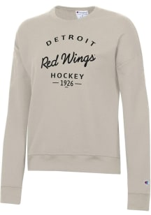 Champion Detroit Red Wings Womens Oatmeal Arch Script Powerblend Crew Sweatshirt