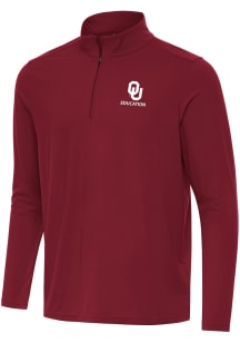 Antigua Oklahoma Sooners Mens Crimson Intent Education Long Sleeve Qtr Zip Pullover
