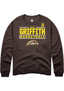 Jalen Griffith Western Michigan Broncos Mens Brown NIL Stacked Box Player Crew