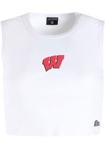 Hype and Vice Wisconsin Badgers Womens White Cut Off Tank Top