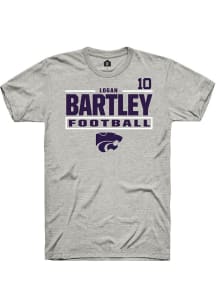 Logan Bartley K-State Wildcats Ash Football NIL Stacked Box Short Sleeve Player T Shirt