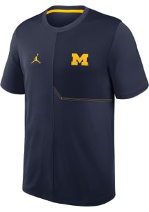Nike Michigan Wolverines Navy Blue DriFit Coach Practice Jordan Short Sleeve T Shirt