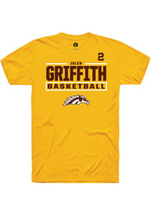 Jalen Griffith Western Michigan Broncos Gold NIL Stacked Box Short Sleeve Player T Shirt