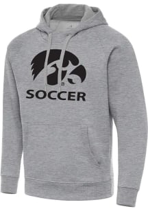 Antigua Iowa Hawkeyes Mens Grey Heather Soccer Victory Long Sleeve Hoodie