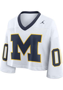 Michigan Wolverines Womens Nike Crop Fashion Football Jersey - White