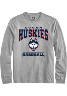 Summit Sportswear UConn Huskies Grey Baseball Long Sleeve T Shirt