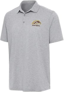Antigua Western Michigan Broncos Mens Grey Heather Softball Par 3 Short Sleeve Polo