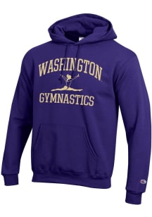Champion Washington Huskies Mens Purple Gymnastics Icon Powerblend Long Sleeve Hoodie