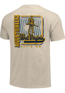 West Virginia Mountaineers Ivory Striped Sign Script Short Sleeve T Shirt