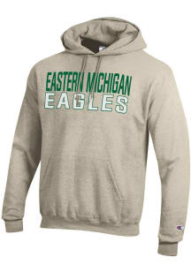 Champion Eastern Michigan Eagles Mens Oatmeal Stacked Powerblend Long Sleeve Hoodie
