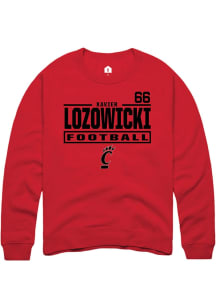 Xavier Lozowicki Cincinnati Bearcats Mens Red Football NIL Stacked Box Player Crew