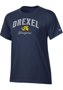 Champion Drexel Dragons Womens Navy Blue Glitter Short Sleeve T-Shirt