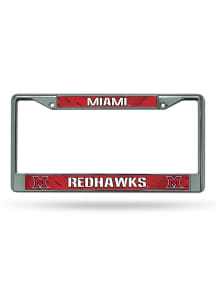 Miami RedHawks Decal Chrome License Plate Frame - Silver