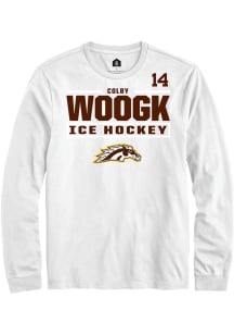 Colby Woogk Western Michigan Broncos White NIL Stacked Box Long Sleeve Player T Shirt