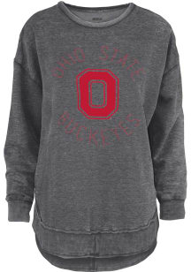 Pressbox Ohio State Buckeyes Womens Black Poncho Crew Sweatshirt