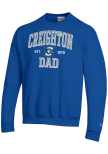 Champion Creighton Bluejays Mens Blue Est Date Dad Powerblend Long Sleeve Crew Sweatshirt