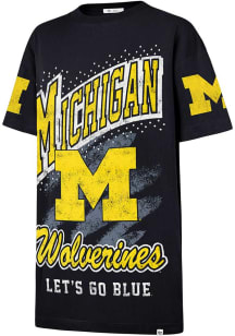 47 Michigan Wolverines Womens Blue Gemstone Swash Short Sleeve Dress