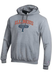 Champion Illinois Fighting Illini Mens Grey Pill Box Grandma Powerblend Long Sleeve Hoodie