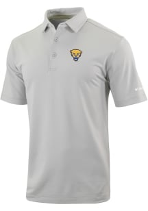 Columbia Pitt Panthers Mens Grey Heat Seal Even Lie Short Sleeve Polo