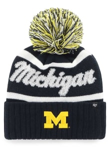 47 Michigan Wolverines Navy Blue Spirited Cuff Pom Womens Knit Hat