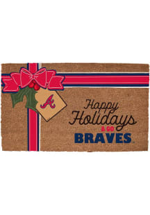 Atlanta Braves Holiday Bow 19.5x29.5 Door Mat