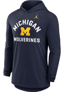 Nike Michigan Wolverines Mens Navy Blue Lightweight Primetime Jordan Long Sleeve Lightweight Hoodi..