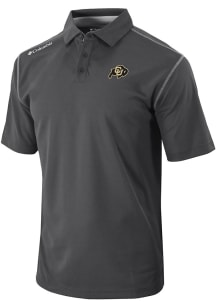 Columbia Colorado Buffaloes Mens Black Heat Seal Omni Wick Shotgun Short Sleeve Polo