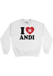 Andi Jackson Nebraska Cornhuskers Mens White I Heart Andi Crew Player Crew