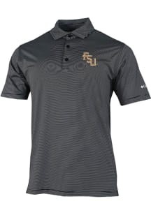 Columbia Florida State Seminoles Mens Black Heat Seal Double Hit Short Sleeve Polo