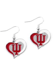 Indiana Hoosiers Swirl Heart Womens Earrings