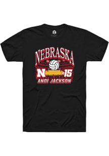 Andi Jackson Nebraska Cornhuskers Black NIL Name Number Net Short Sleeve Player T Shirt