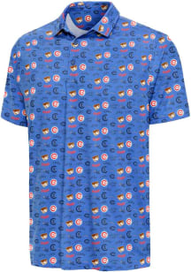 Antigua Chicago Cubs Mens Light Blue Cooperstown Short Sleeve Polo