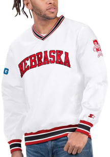 Starter Nebraska Cornhuskers Mens White Big Ten Arched School Name Pullover Jackets