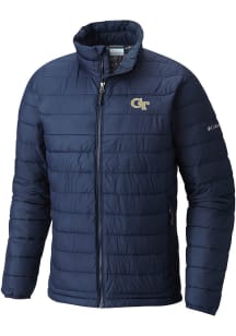 Mens GA Tech Yellow Jackets Columbia Mens Powder Lite Heavyweight Jacket - Navy Blue