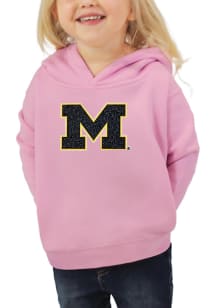 Michigan Wolverines Toddler Pink Glitter Long Sleeve Hooded Sweatshirt