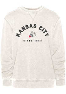 Kansas City Mens Oatmeal center chest embroidery Long Sleeve Crew Sweatshirt