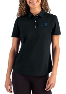 Cutter and Buck Carolina Panthers Womens Black Advantage Short Sleeve Polo Shirt