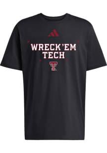 Adidas Texas Tech Red Raiders Black Primary Logo Slogan Short Sleeve T Shirt