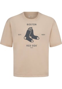 Levelwear Boston Red Sox Tan Signature Knit Crossway Short Sleeve Fashion T Shirt