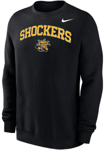 Nike Wichita State Shockers Mens Black Primary Logo Club Fleece Long Sleeve Crew Sweatshirt