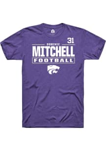 Dominic Mitchell K-State Wildcats Purple Football NIL Stacked Box Short Sleeve Player T Shirt