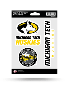 Michigan Tech Huskies Triple Spirit Auto Decal - Gold